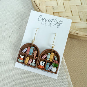 Miniature Bookcase Earrings -- Arch Design