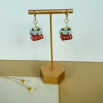 Load image into Gallery viewer, Book Stack Floral Dangle Earrings

