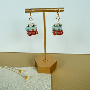 Book Stack Floral Dangle Earrings