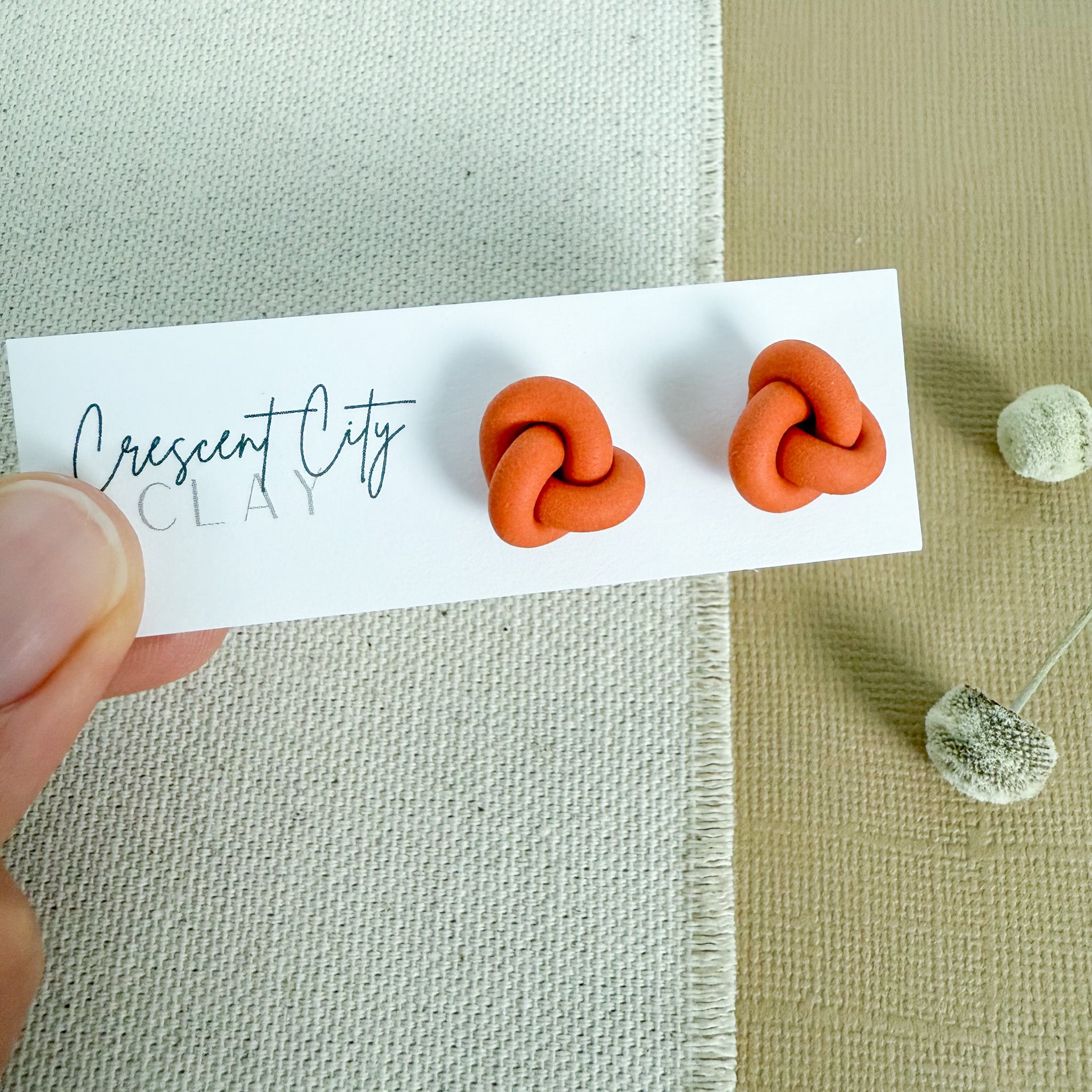 Knot Stud Earrings in Pumpkin Orange