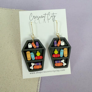 Black Coffin Bookcase Earrings