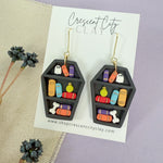 Load image into Gallery viewer, Black Coffin Bookcase Earrings
