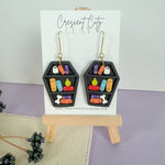Load image into Gallery viewer, Black Coffin Bookcase Earrings
