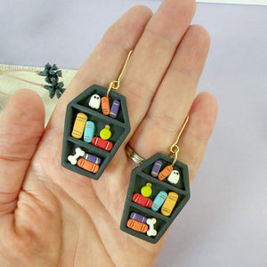 Black Coffin Bookcase Earrings