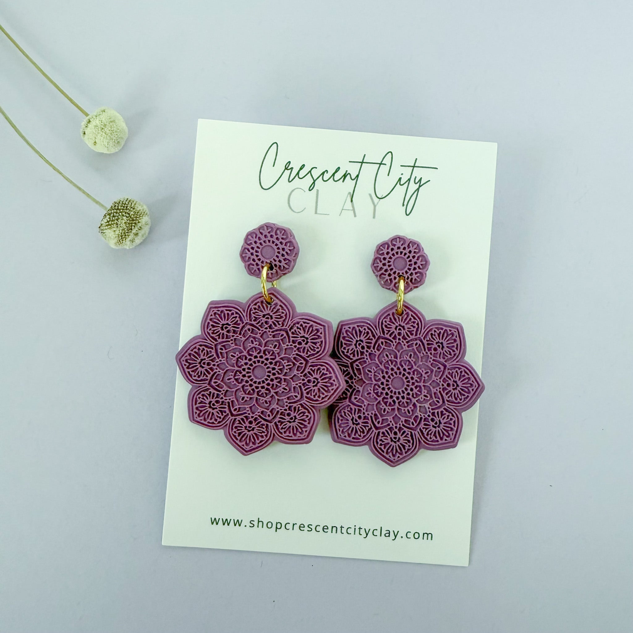 Mandala Earrings in Mulberry