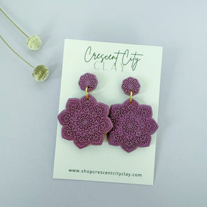 Mandala Earrings in Mulberry