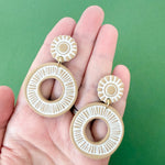 Load image into Gallery viewer, Celeste Earrings in Sand &amp; White
