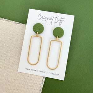 Julia Earrings in Textured Olive Green
