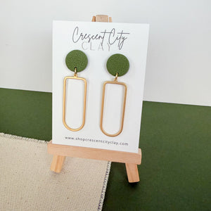 Julia Earrings in Textured Olive Green