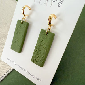 Rita Earrings with Leaf Texture in Olive