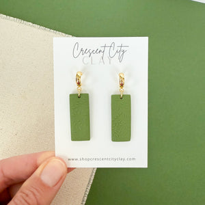 Rita Earrings with Leaf Texture in Olive