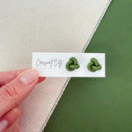 Load image into Gallery viewer, Knot Stud Earrings in Olive Green
