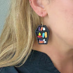 Load image into Gallery viewer, Black Coffin Bookcase Earrings
