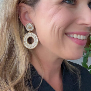Celeste Earrings in Sand & White