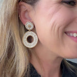 Load image into Gallery viewer, Celeste Earrings in Sand &amp; White
