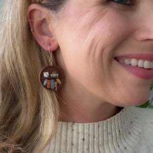 Miniature Bookcase Earrings -- Round Design