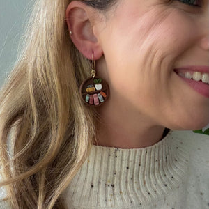 Miniature Bookcase Earrings -- Round Design