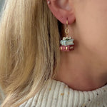 Load image into Gallery viewer, Book Stack Floral Dangle Earrings
