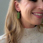 Load image into Gallery viewer, Rita Earrings with Leaf Texture in Olive
