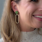 Load image into Gallery viewer, Julia Earrings in Textured Olive Green

