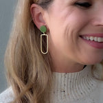 Load image into Gallery viewer, Julia Earrings in Textured Olive Green
