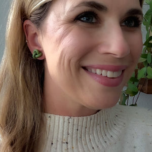 Knot Stud Earrings in Olive Green