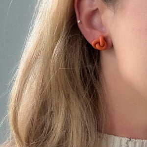 Knot Stud Earrings in Pumpkin Orange