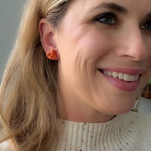 Knot Stud Earrings in Pumpkin Orange