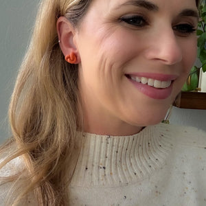 Knot Stud Earrings in Pumpkin Orange