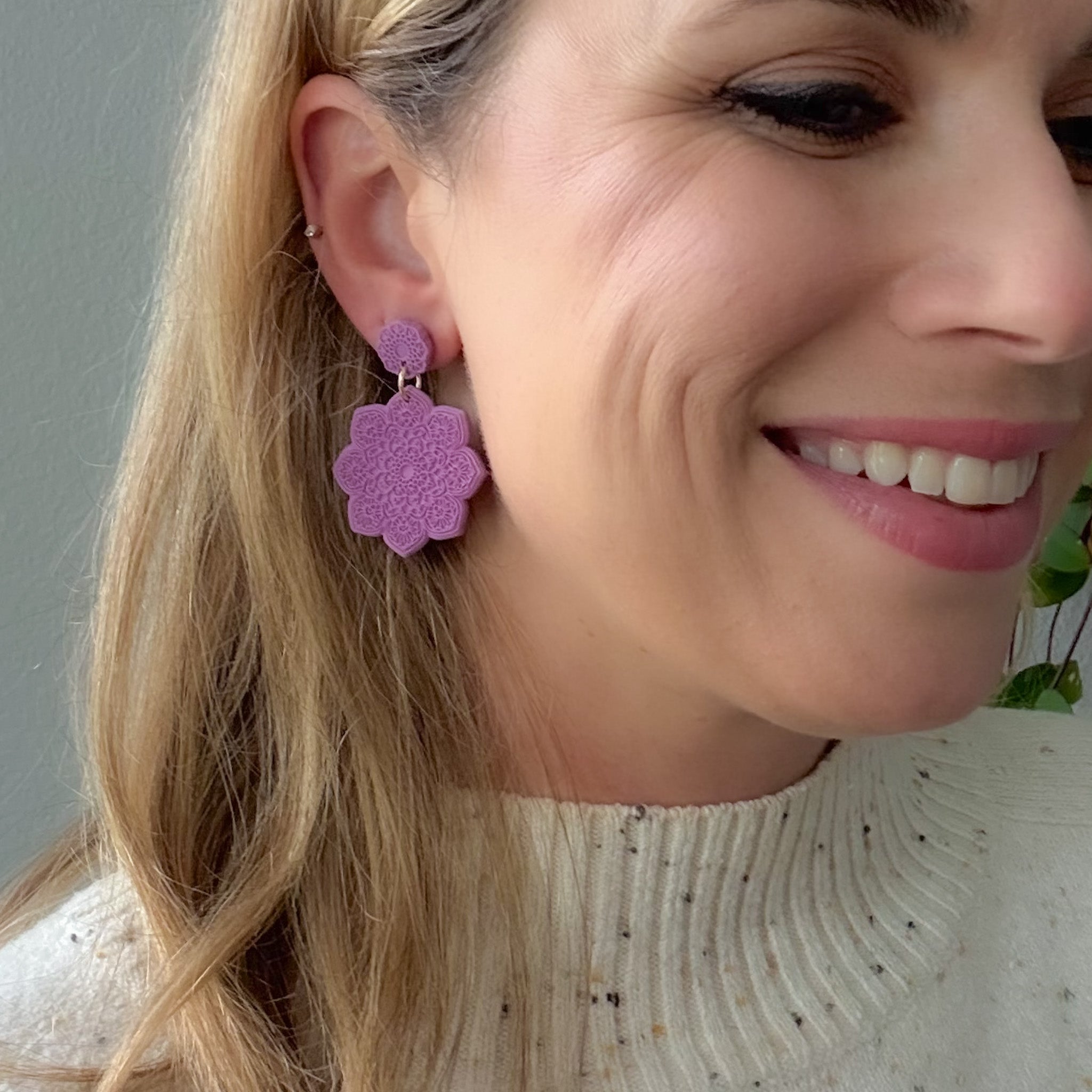 Mandala Earrings in Mulberry