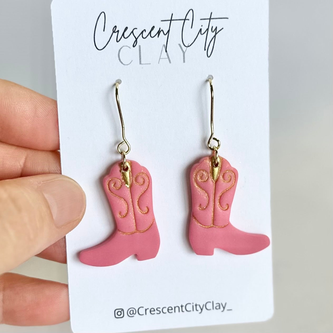 Rodeo Cowboy Boot Earrings in Vintage Pink