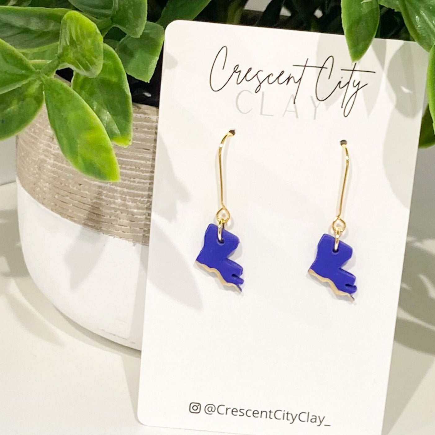 Louisiana Dangles in Purple + Gold