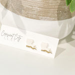 Load image into Gallery viewer, Louisiana Studs in White + Gold
