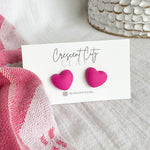 Load image into Gallery viewer, Puffy Heart Studs in Deep Pink
