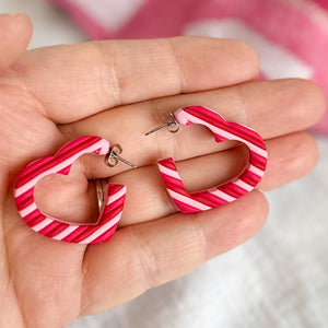 Double-Sided Heart Hoop Earrings