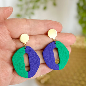Therese Earrings in Purple + Green + Gold
