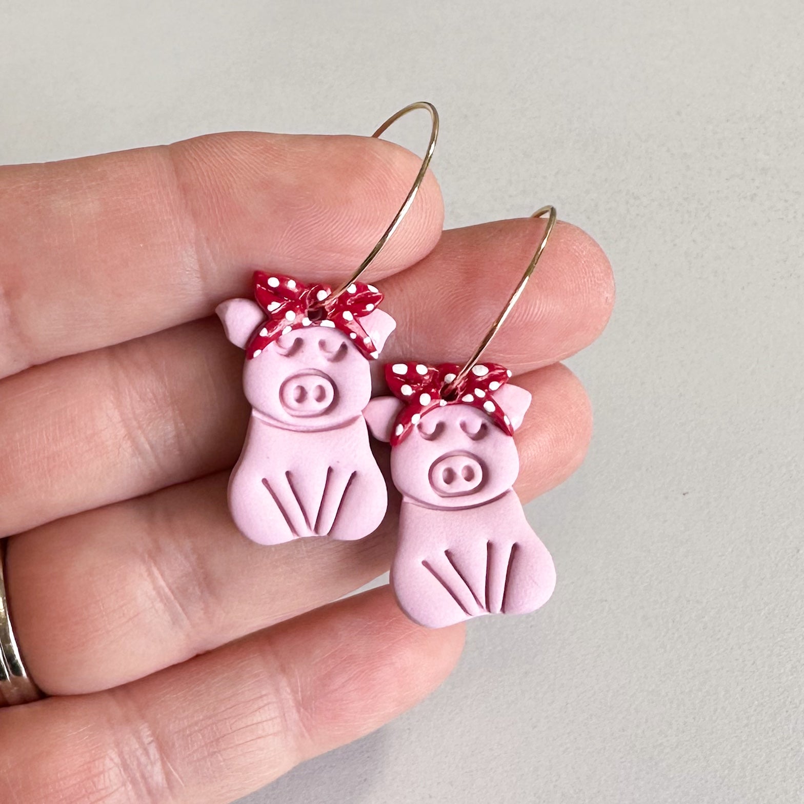 Bandana Pig Hoop Earrings