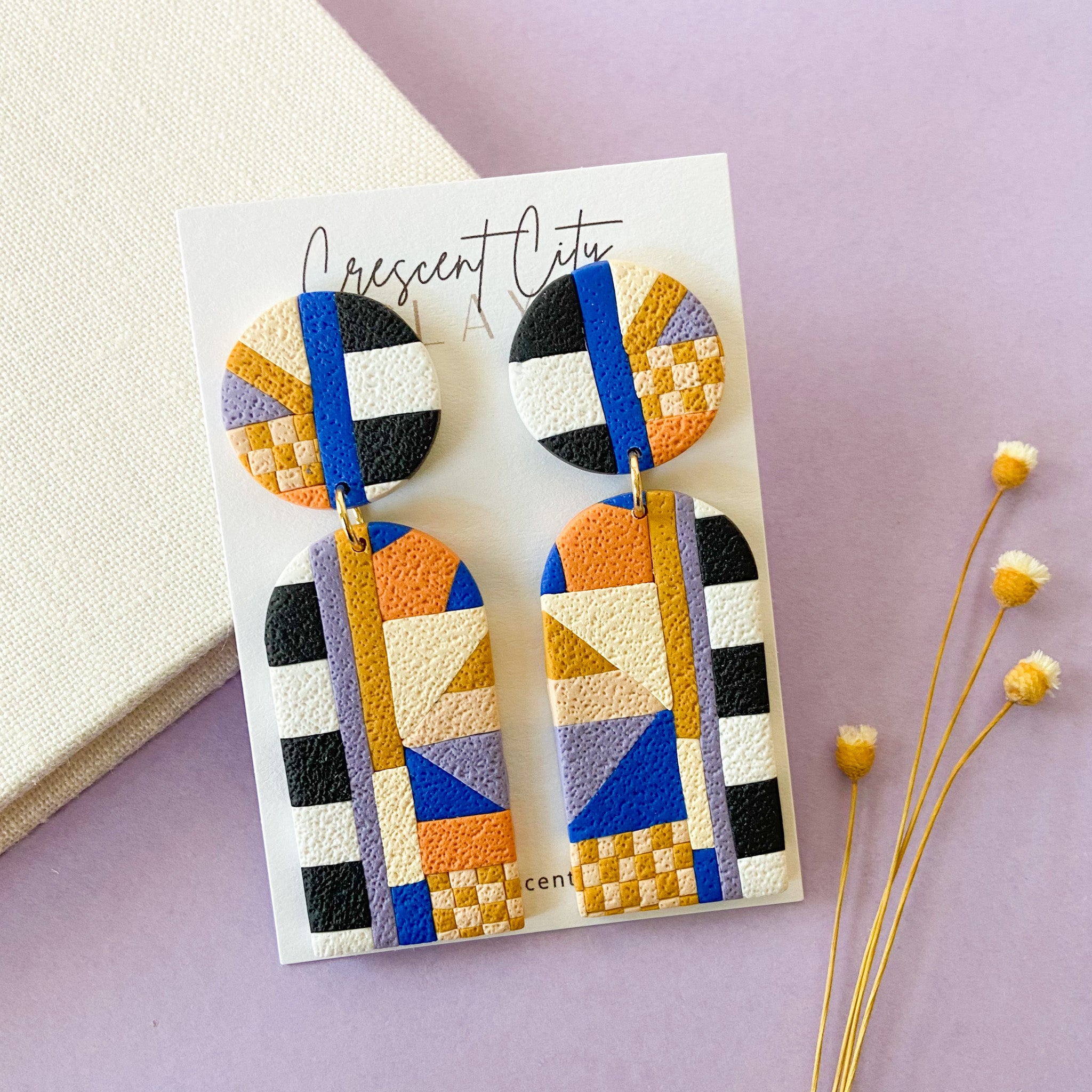 Colonnade Earrings in Quilted Design