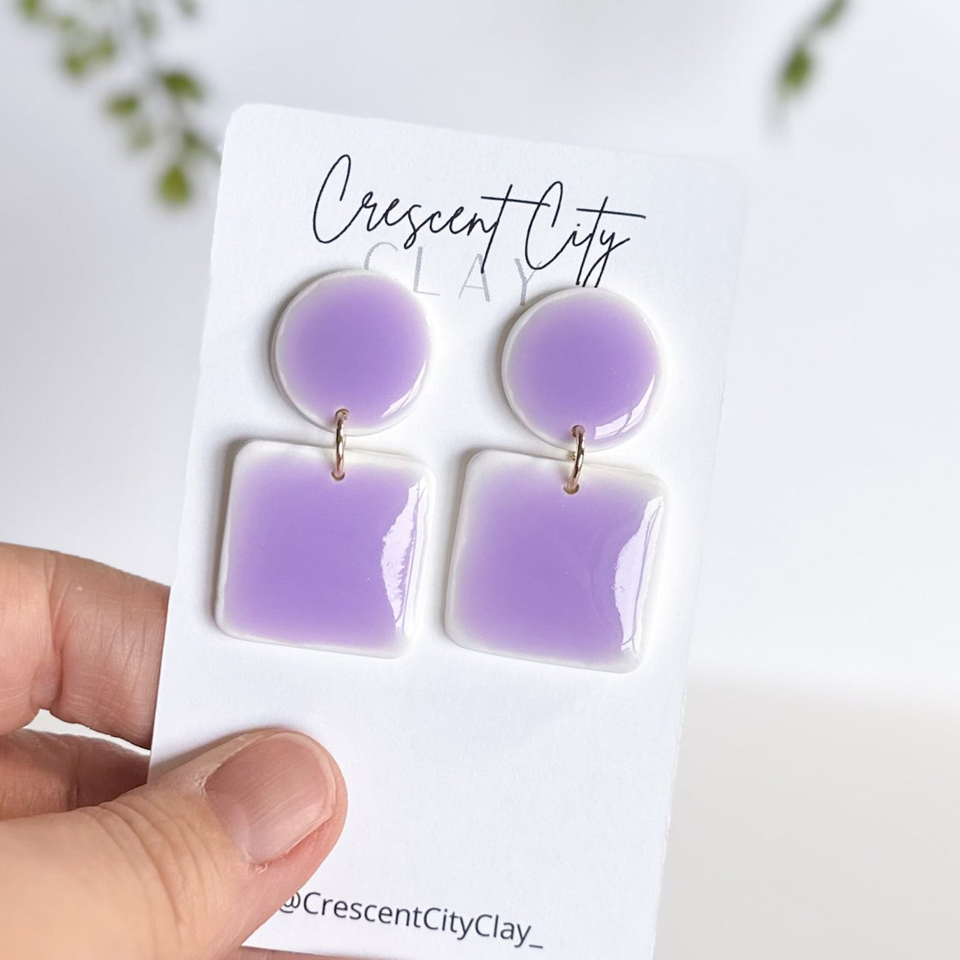 Faux Ceramic Leah Earrings in Lilac