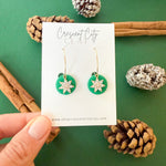 Load image into Gallery viewer, Hoop Earrings in Green with Crystals
