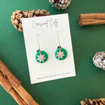 Load image into Gallery viewer, Hoop Earrings in Green with Crystals
