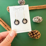Load image into Gallery viewer, Hoop Earrings in Black with Crystals
