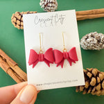 Load image into Gallery viewer, Bow Dangle Earrings in Red
