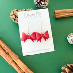 Load image into Gallery viewer, Bow Dangle Earrings in Red
