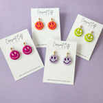 Load image into Gallery viewer, Smiley Face Dangle Earrings
