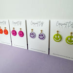 Load image into Gallery viewer, Smiley Face Dangle Earrings
