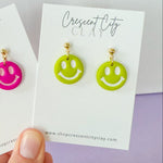 Load image into Gallery viewer, Smiley Face Dangle Earrings
