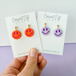 Load image into Gallery viewer, Smiley Face Dangle Earrings
