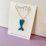 Load image into Gallery viewer, Mermaid Tail Adjustable Necklace Shimmery Blue
