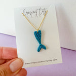 Load image into Gallery viewer, Mermaid Tail Adjustable Necklace Shimmery Blue

